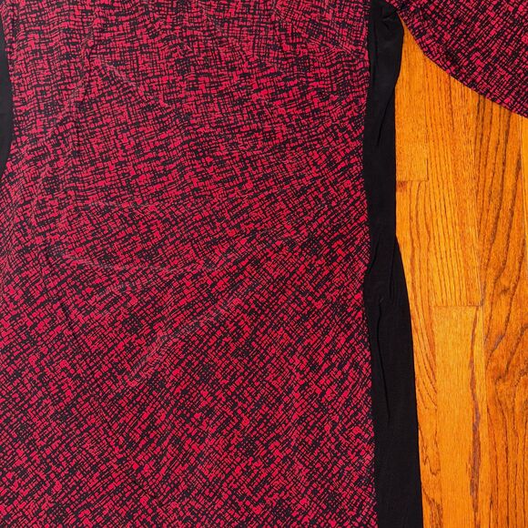 LAUREN RALPH LAUREN 18W Red Black Print Jersey Ruched Gathered Slimming - Picture 7 of 7